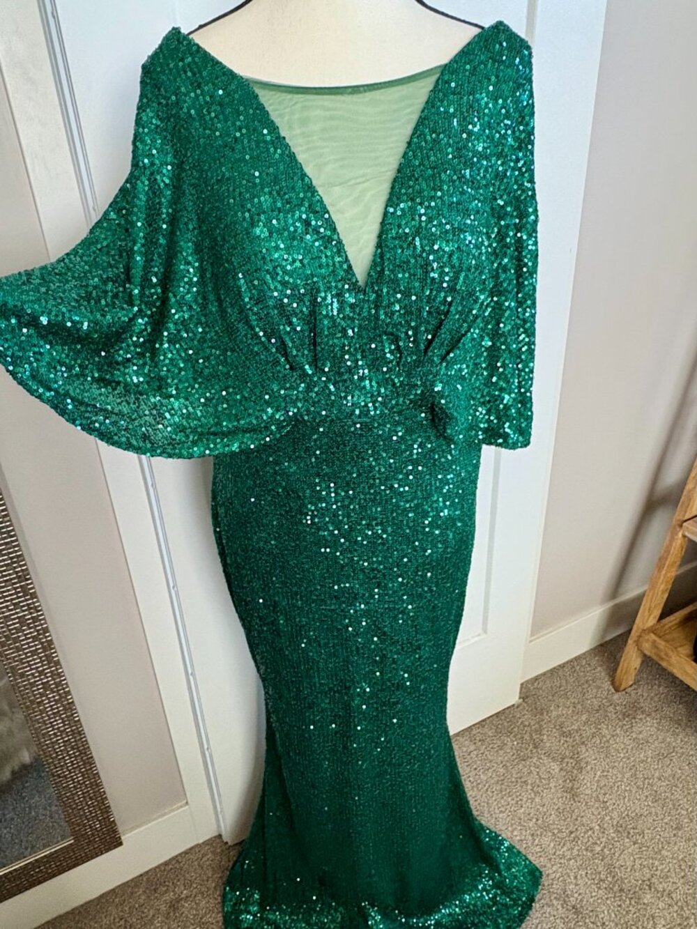 Emerald Green Sequin Gown Size 12
